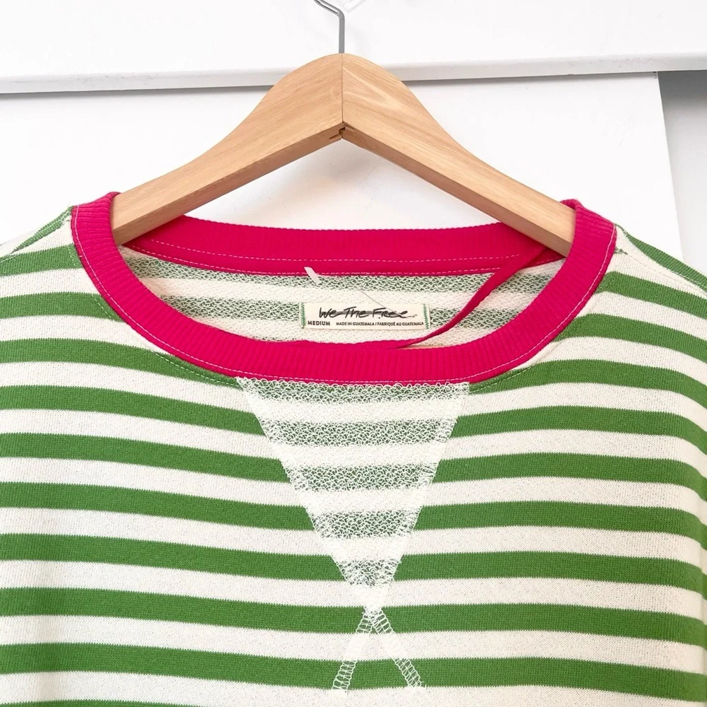 NWOT Free People Classic Striped Oversized Crewneck Pullover Size Medium